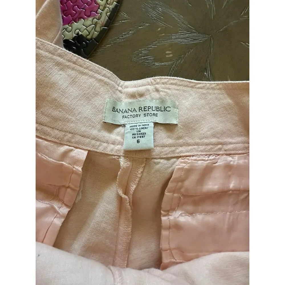 Banana Republic Pants Womens 6 Martin Fit Trouser light Pink 100% Linen
